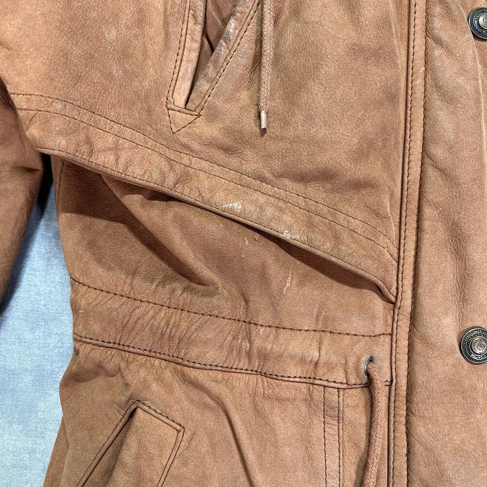 VTG Wilsons Adventure Bound brown leather parka outdoors safari womens XS - Picture 7 of 13